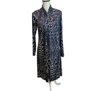 Peserico Women's Stretch Jersey Knit Long Sleeve Sheath Dress Blue Animal Print